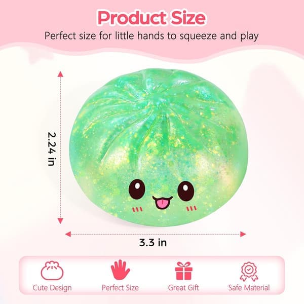 Sällsynt Sugar Dumpling Squishy, Glitter Bao Bulle Klämleksak, Stresslindrande Sensorisk Leksak green