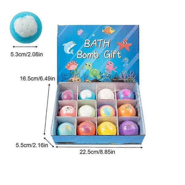 12*50g kylpypommalahjapakkaus, värikäs Bath ball gift box