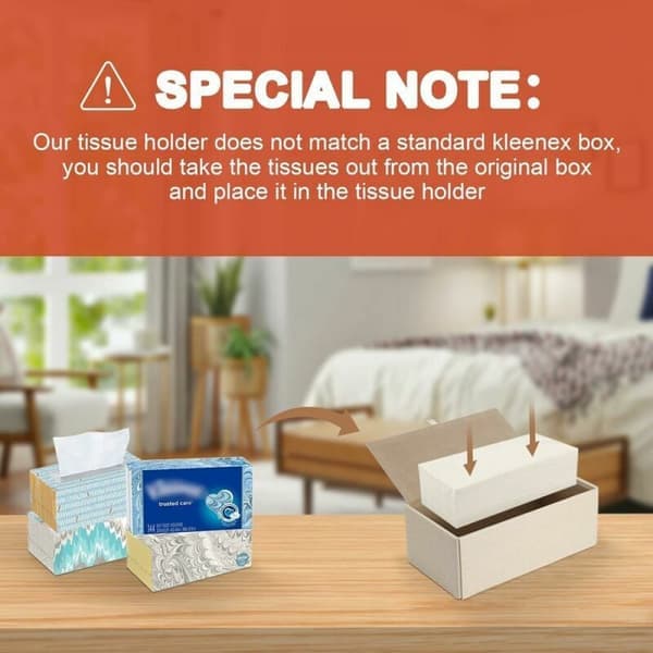 Vevboksdeksel, beige PU-skinn rektangulær Kleenex vevboksholder