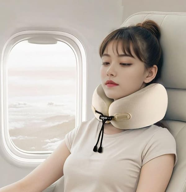 Memory Foam Nakkepude til Rejser – Ergonomisk og kompakt design, egnet til fly, biler og lange ture (grå) grey