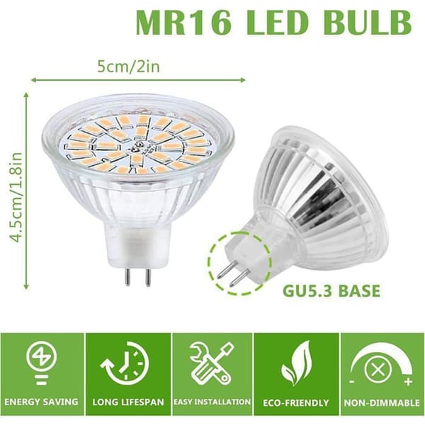 10-pack MR16 GU5.3 12V 3W LED-lampor (motsvarar 30W) Varmvit 3000K 450 lm Ej dimbar