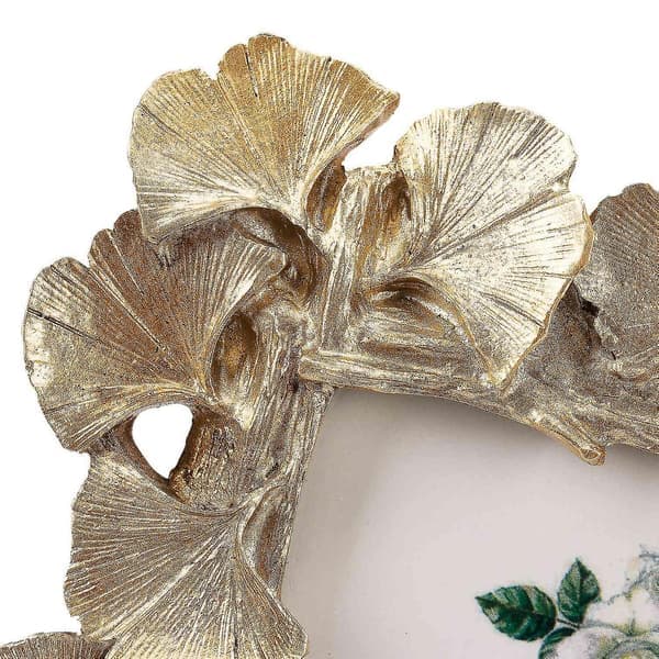 Fotoramme i harpiks i guld med ginkoblade