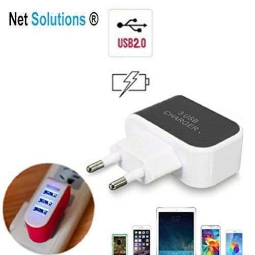3-portars universell USB-väggladdare (3,1A max), USB-strömadapter för Apple iOS, Android och bärbara enheter