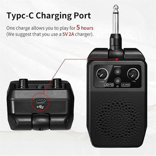 JOYO Mini Elgitarrförstärkare 5W Uppladdningsbar Gitarrförstärkare Bärbar Bluetooth Övningsförstärkare med