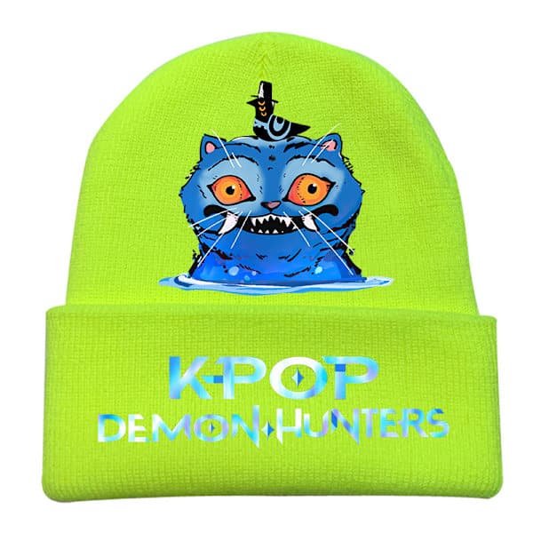 KPOP Demon Hunter Thick Warm Earmuff Hat Men's Winter Riding Knitted Hat black