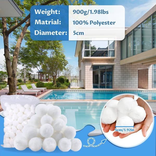 900g poolfilterkugler – erstatter 25 kg sand, genanvendelige polyesterfibre