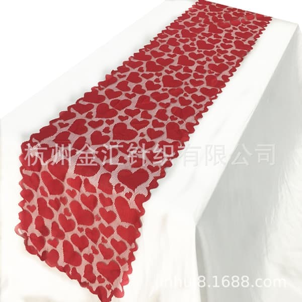 2-pak Valentinsdag kærlighed bordløber julerose rød hjerteform 36x183 cm dug