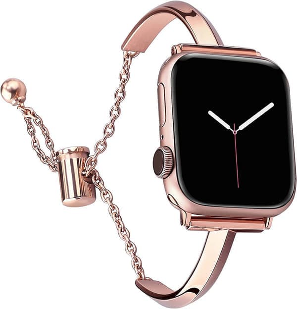 Rosegull 38/40/41mm, rustfritt stålbånd kompatibelt med Apple Watch
