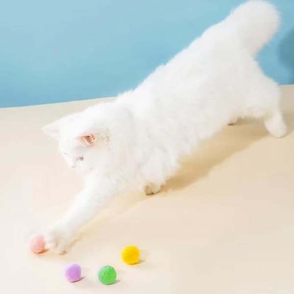 20 Stykker Kat Pomponer Bløde Bolde Interaktivt Legetøj Træning Multicolor (3cm)