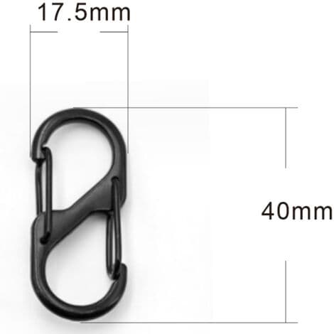15 stycken S-formade karbinhakar, S-formade klämkarbinhakar, svarta plastkarbinhakar, mini S-formade klämkarbinhakar, dubbelöppnande karbinhakar