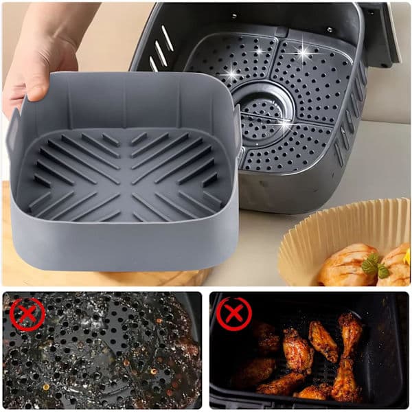 21x7cm, Silikoneforme til Airfryer, Tilbehør til Frituregryder - Silikonekurv til Airfryer