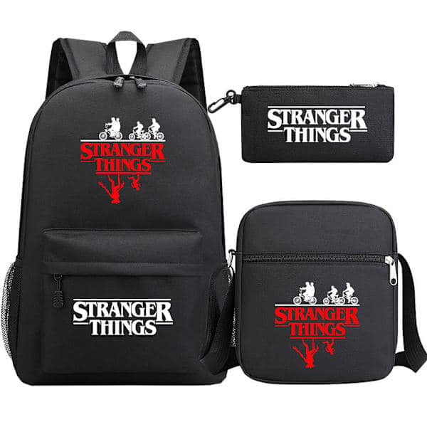 Stranger Things Ryggsäck 3-delars Set Student Skolväska Canvasväska 2 2