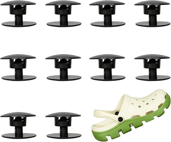 Croc Clog Skoreparationsdele, 20 Nitter, Sorte Croc Clog Sko Reparationsremknapper