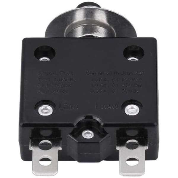Trykknap nulstillelig termisk afbryder 125-250V AC / 50V DC – 18 A, sort
