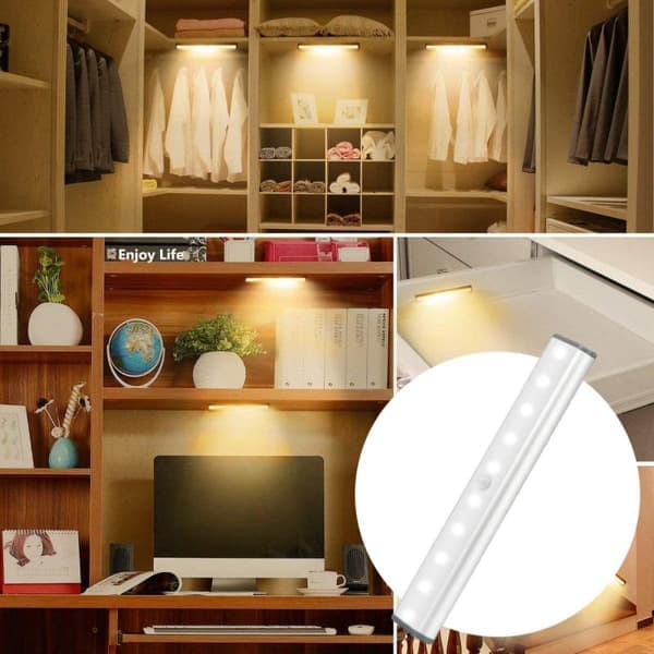 Trådlösa LED-belysningsspotlights med rörelsesensor - 18 cm vit