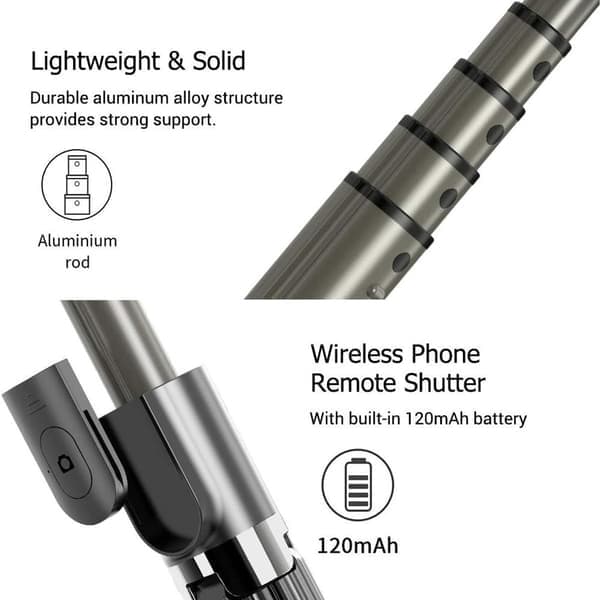 3 i 1 Telefon Gimbal Stabilisator Selfie Stick Stativ 86cm 5 Dele med KLB