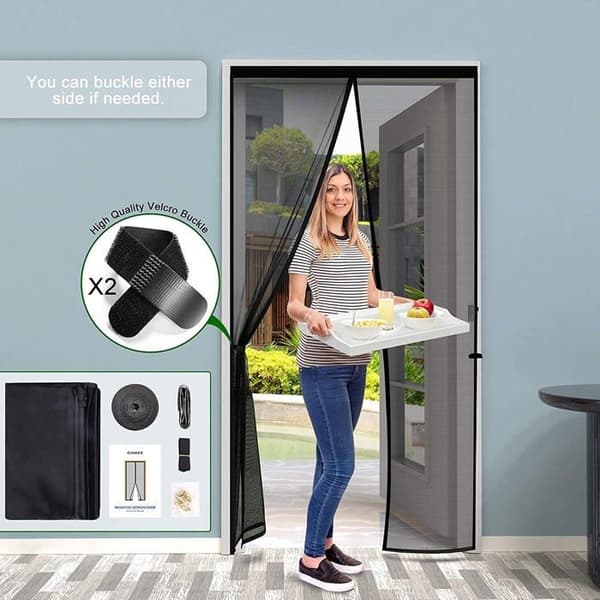 Magnetisk dørskærm 100 x 210 cm – Meget tæt net, sort