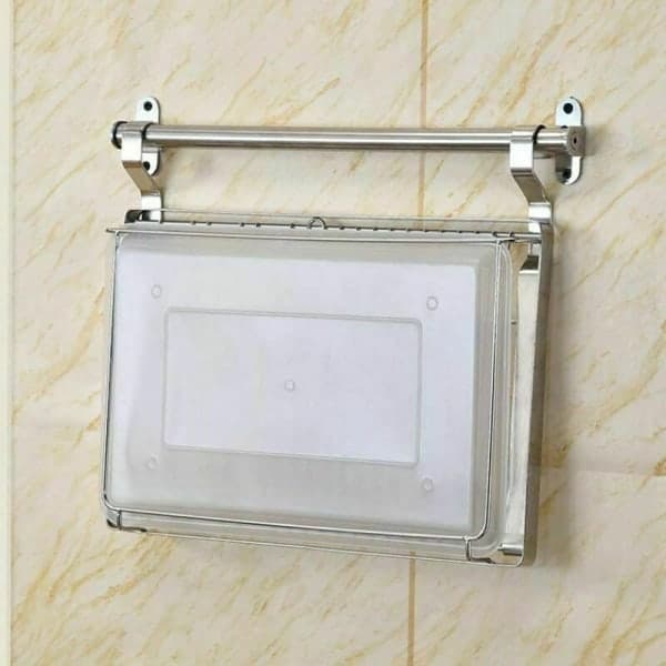 Sammenklappeligt vægmonteret opvaskestativ i rustfrit stål