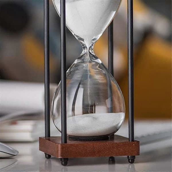 Stort timeglas 60 minutter, dekorativt timeglas i træ