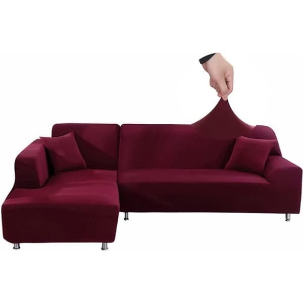 Sofatrekk - L-formet - Vaskbart - Elastisk - Burgund