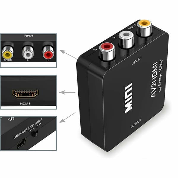 RCA til HDMI Adapter - Analog til Digital Signal Konverter, 1080p, Sort