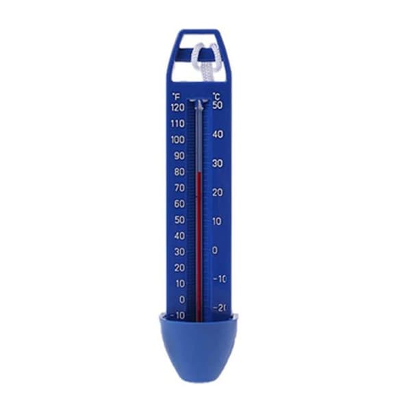 Blå flytande pooltermometer - vattentät, °C/°F, med snöre