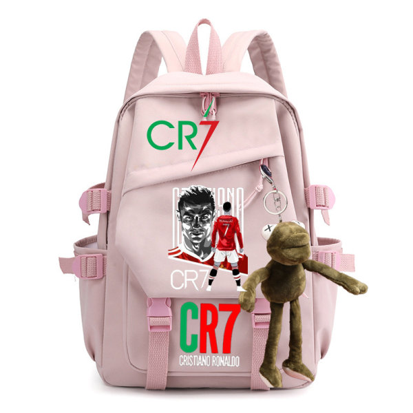 CR7 ryggsäck i canvas student skolväska för män och kvinnor axelväska 14