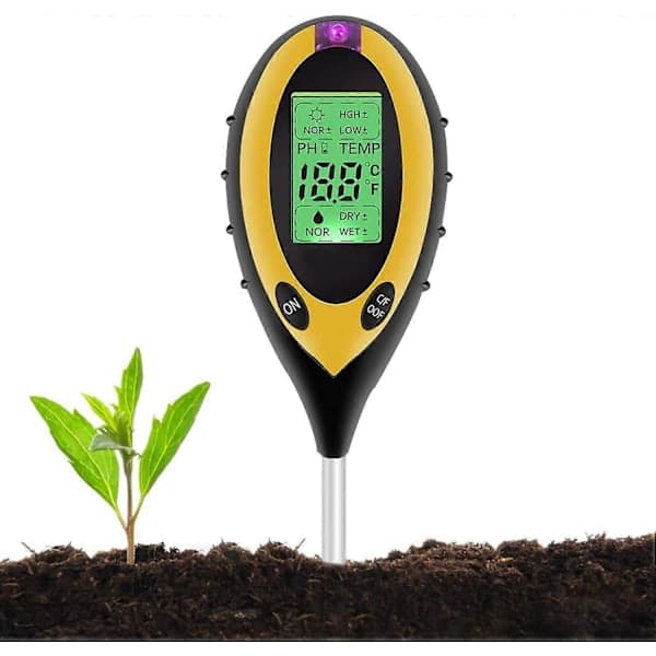 4-i-1 Jordtester til pH-værdi, Lys- og pH-tester til Surhedsgrad, Temperatur, Jordfugter, Jordfugtighedstester Sensor til Planter, Havearbejde