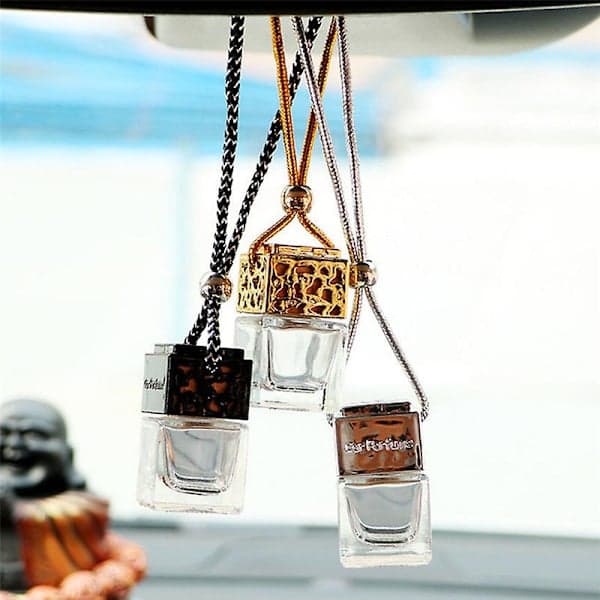 Tom glasflaska för diffusor backspegel prydnad bil hängande parfym [YJD] Black