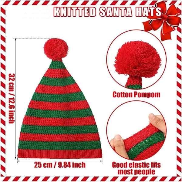 Julstickad mössa Randig stickad julmössa Children-B