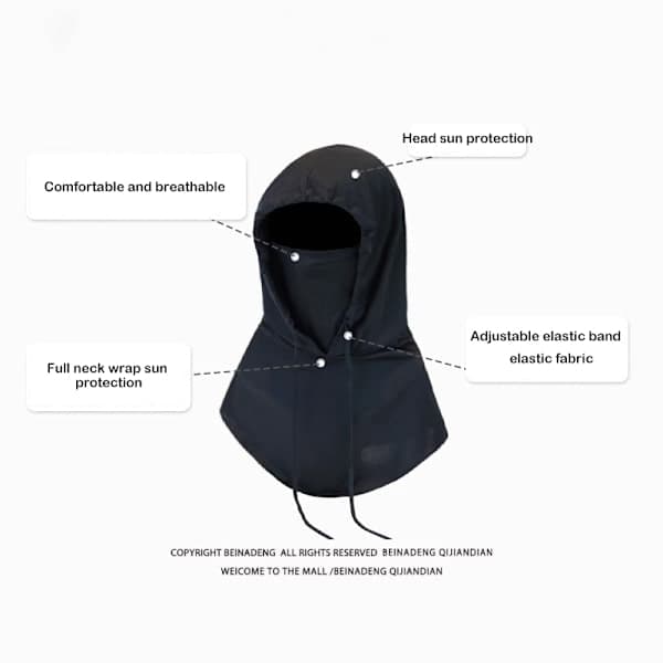 Ansiktsmaske Solbeskyttelse Hette Hatt UV-beskyttelse Is Silke Skjerf Menn Kvinner Black