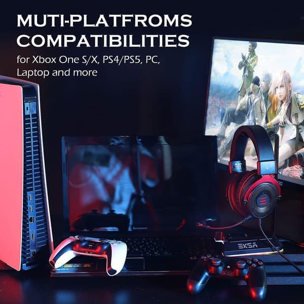 PC Gaming Anti-støj Headset - Over-Ear Hovedtelefoner Kompatible med PS4/PS5 Controller Xbox One PC Mac Computer