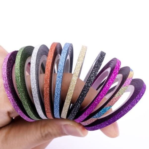 Selvklebende skinnende malte manikyr dekorative spoler - matt, 3 mm, 10