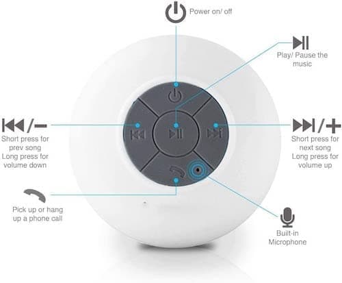 Vanntett dusjhøyttaler med Bluetooth Svart