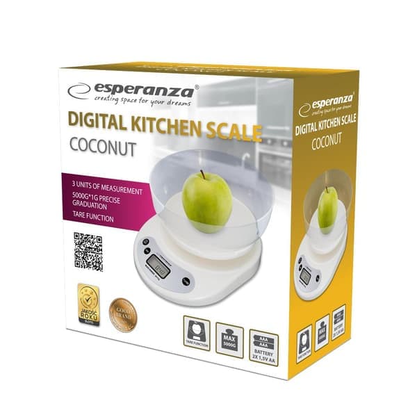 KÖKSVÅG MED SKÅL - EKS007 COCONUT Vit