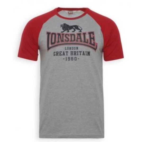 Lonsdale Heyford grå och röd samlar-t-shirt för män