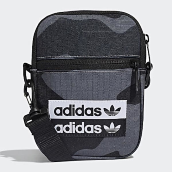 Adidas Originals Fest kamouflageväska Svart och grå dubbla logotyper