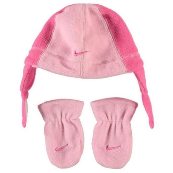 Nike Baby Girl rosa fleecehatt och vantar Newborn Set