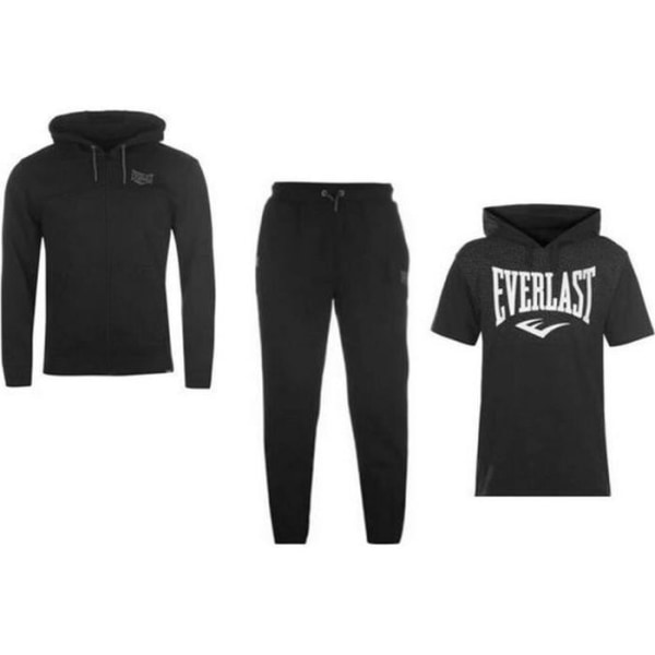 Everlast Multisport joggingbyxor svart för män - dragkedja, t-shirt med huva och joggingunderdel - andas