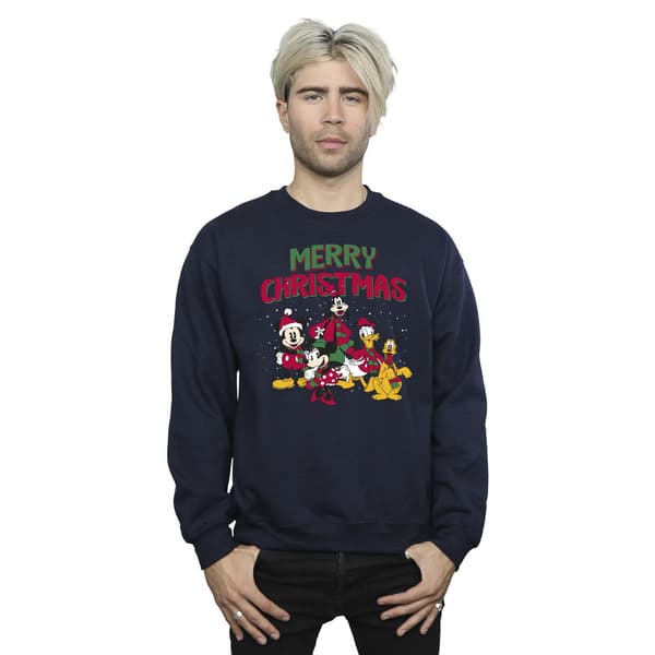 Disney Herre Mickey Mouse Glædelig Jul Karakterer Sweatshirt Navy Blå M Navy Blue M
