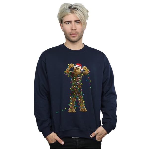 Star Wars Chewbacca Julbelysning Sweatshirt XL Marinblå Navy Blue XL