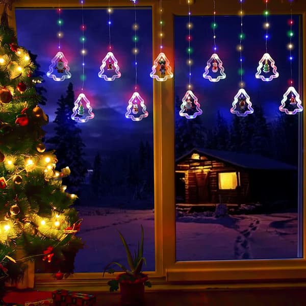 Julbelysning - 120 LED, 3 meter lång, blinkande bubbel- och rundljus, inomhus/utomhus (varmvit) Varmvit