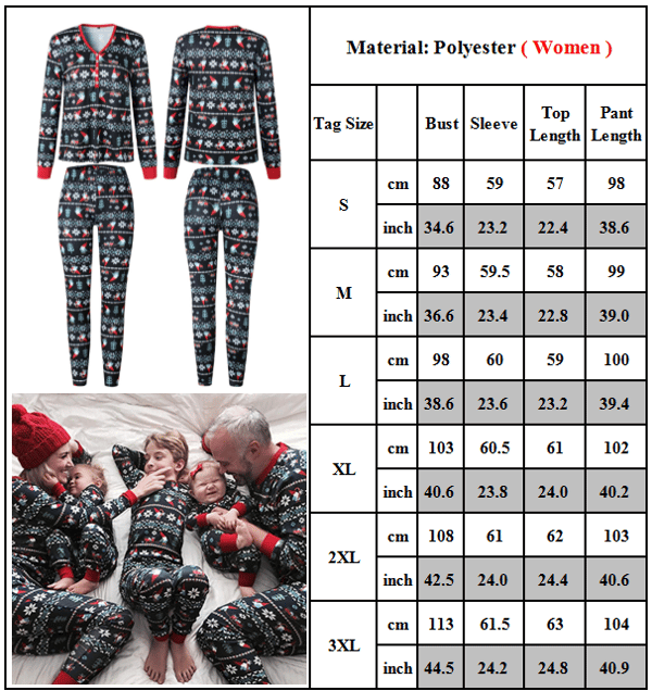 Matchende julepyjamas til voksne og børn, nattøj, pyjamassæt til kvinder M Women M
