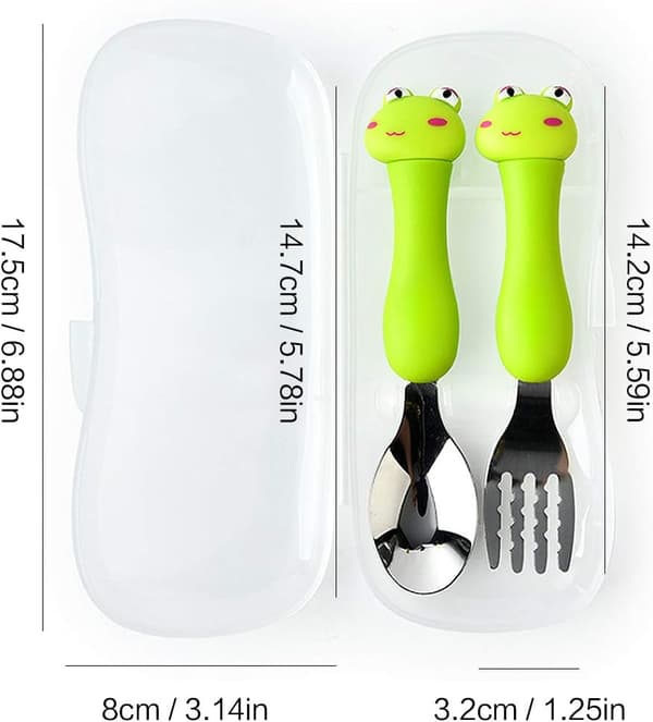 Barnbestickset i rostfritt stål, gaffel och sked 1 set, med