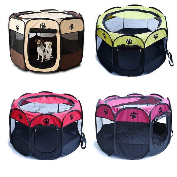 Bärbart hopfällbart husdjurstält Hundhusbur qd bäst brun L:91*91*58cm