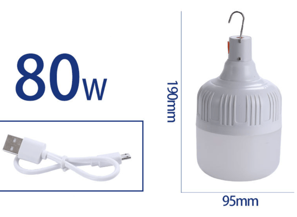 2 stk. Campinglamper, Campinglamper med USB genopladelig 80W 5 M