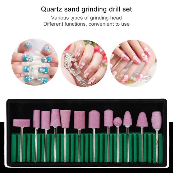 Manicure Borebitsæt til Neglekunst, Holdbare Manicure Slibeværktøjer Præcisionspolering og Formning, Rustfrit Stål Neglekunst Poleringsbits til