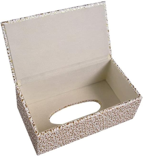 1 stk. Hvite PU-skinnsvevsbokser, rektangulær vevsdispenser T