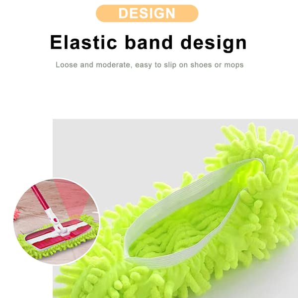 Moppesko til gulvrengøring, vaskbare moppesko med elastikbåndsdesign, genanvendelig superfiber moppe til brug i hjemmekøkken og badeværelse, blød og