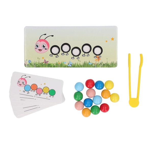 Caterpillar Clip Beads Leksak Trämask Caterpillar Mönster Clip Beads Leksak för barn Färgsortering Matchande spel